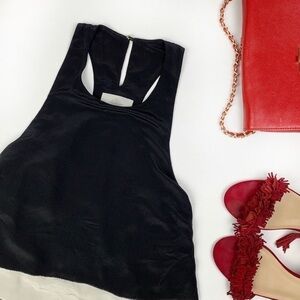 Madison Marcus black silk boho romper size S